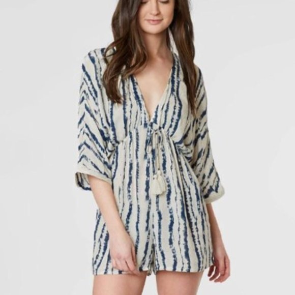 ASOS En Crème Boho Blue Tie Dye Romper - Picture 2 of 9